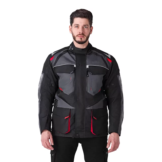W-TEC Burdys Evo Herren-Motorradjacke - schwarz-grau-grün