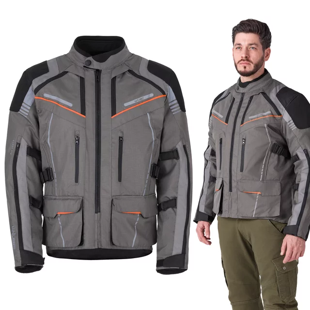 W-TEC Smackton Touring Motorradjacke - grau-orange - grau-orange