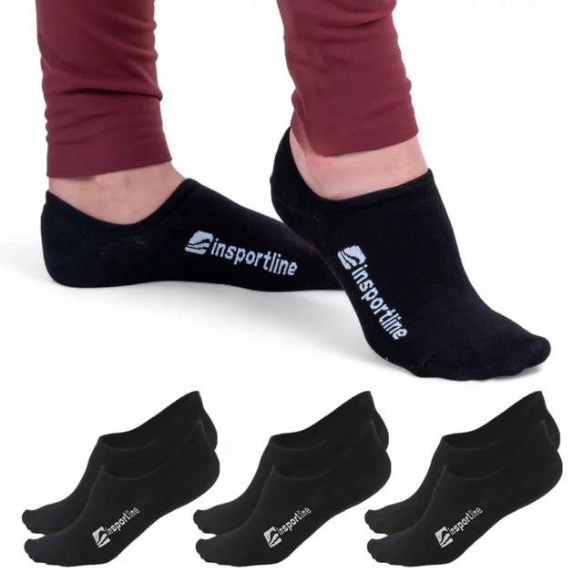 Unsichtbare Socken aus Bambus inSPORTline Silvatic Noshow AG+ antibakteriell - 3 Paar - schwarz - schwarz