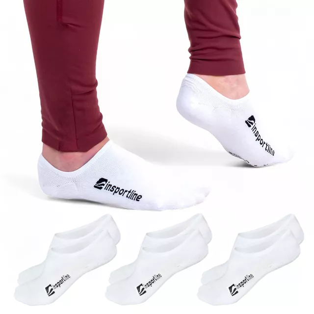 Unsichtbare Socken aus Bambus inSPORTline Silvatic Noshow AG+ antibakteriell - 3 Paar - schwarz - weiß
