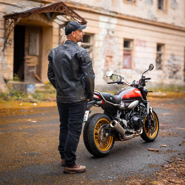 W-TEC Mungelli EVO Motorrad-Lederjacke - vintage černo-hnědá