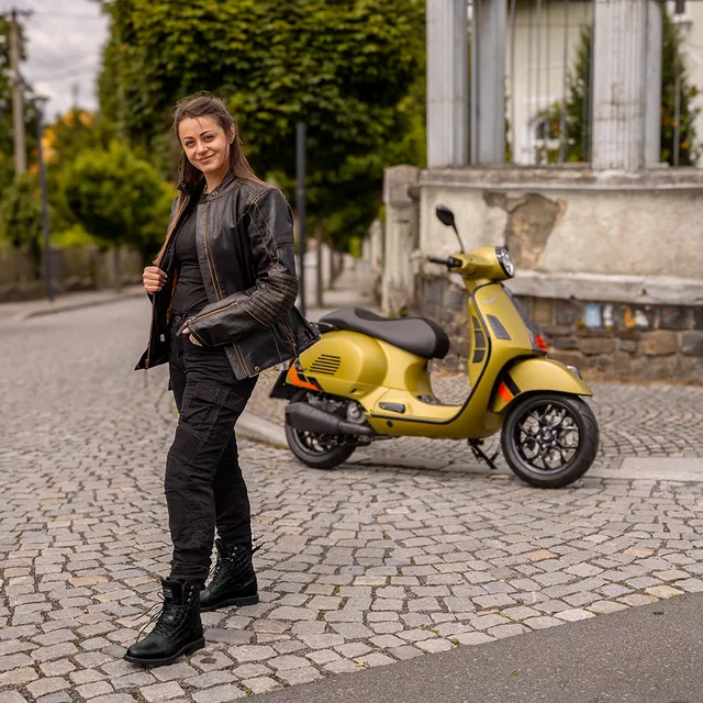 W-TEC Leocia Schwarz Damen-Moto-Stiefel - schwarz