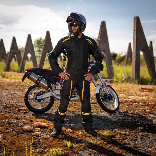 W-TEC Tosheck Herren Sommer Moto Jacke - schwarz-gelb