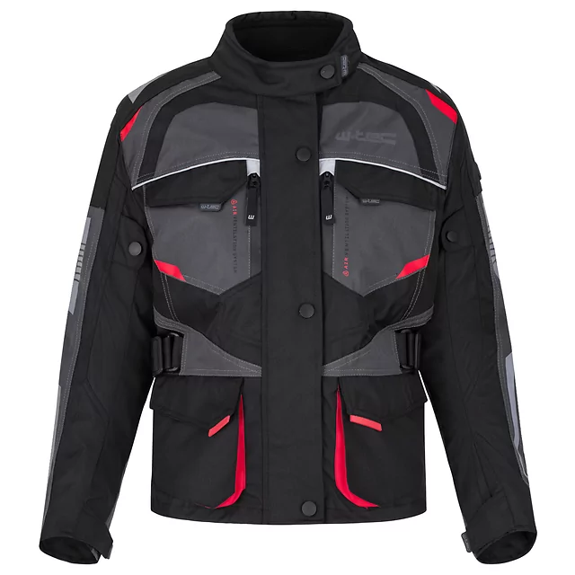 W-TEC Radana Damen-Motorradjacke - schwarz-grau-rot