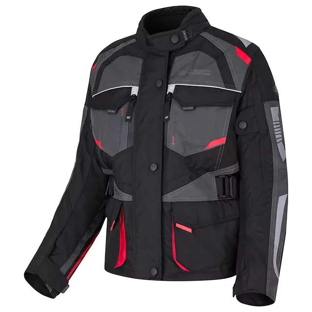 W-TEC Radana Damen-Motorradjacke - schwarz-grau-rot