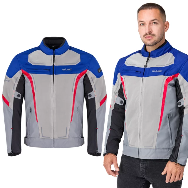 W-TEC Mirelio Herren Sommer-Motojacke - šedo-modro-červená