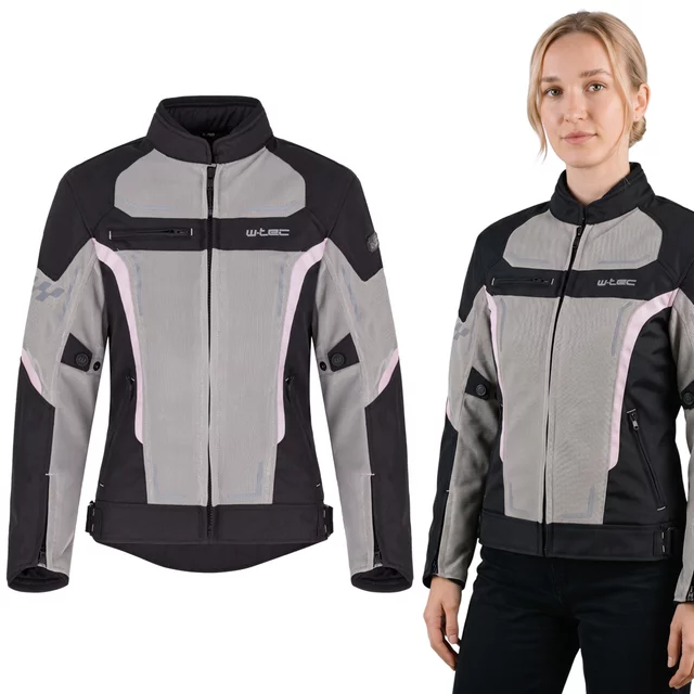 W-TEC Mirelia Damen Sommer Moto Jacke - Schwarz-Grau-Rosa - Schwarz-Grau-Rosa