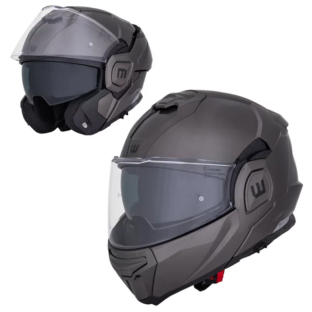 W-TEC Zoroz P/J klappbarer Motorradhelm - Glossy Tricolor - Metallic Grey