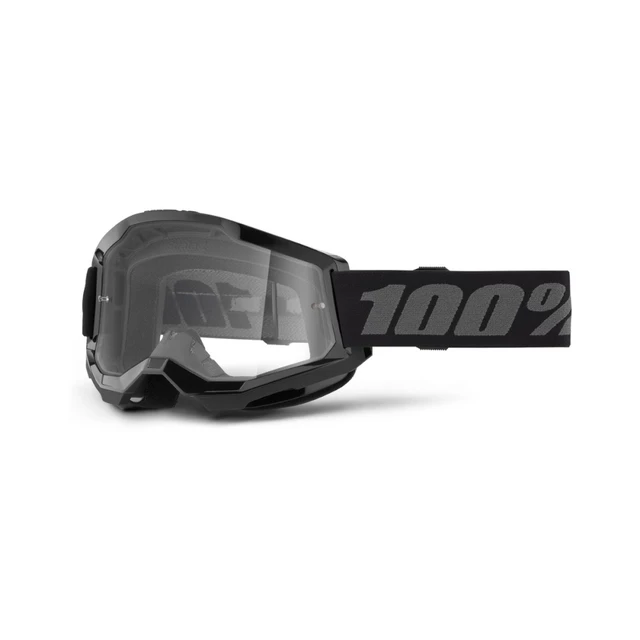 Motocrossbrille 100% Strata 2 Neu - Orange, čiré plexi - Black, čiré plexi