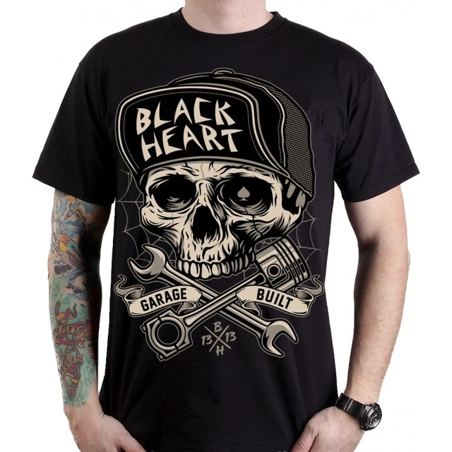 T-shirt BLACK HEART Garage gebaut - schwarz - schwarz
