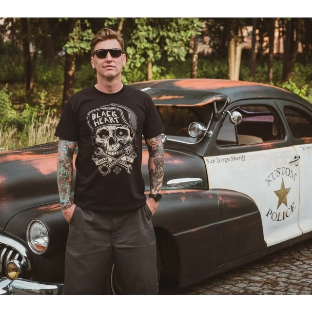 T-shirt BLACK HEART Garage gebaut - schwarz