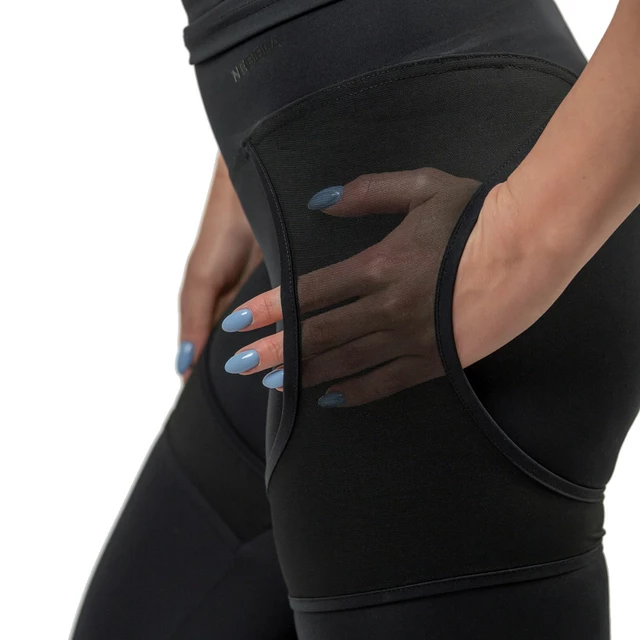 Damen-Sport-Leggings mit Netz Nebbia INTENSE Mesh 838 - Schwarz/Gold