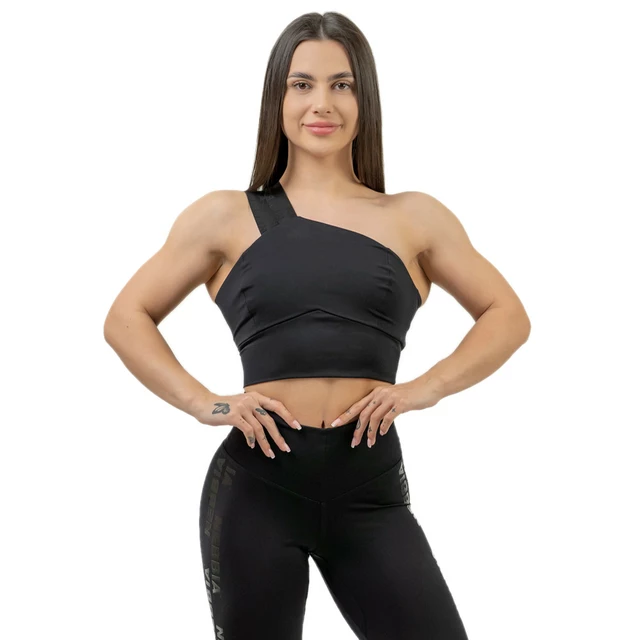 Damen Sport-BH mit hohem Halt Nebbia INTENSE Asymmetrisch 841 - Schwarz/Gold - schwarz