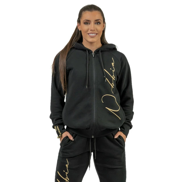 Damen-Kapuzenpulli Nebbia INTENSE Signature 845 - Schwarz/Gold