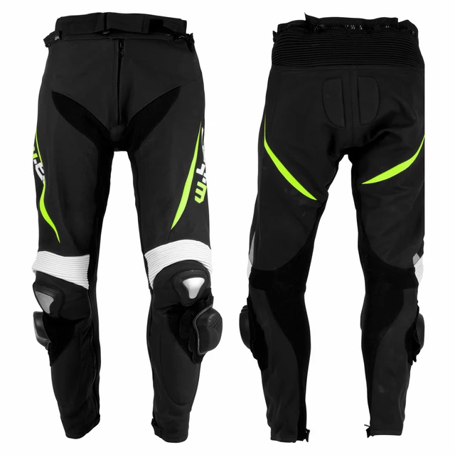 Men’s Leather Moto Trousers W-TEC Vector - schwarz-fluo