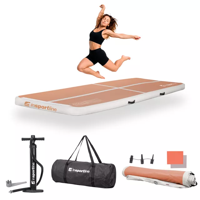 Airtrack inSPORTline Airstunt 300x100x10 cm Mocha Mousse mit Handpumpe