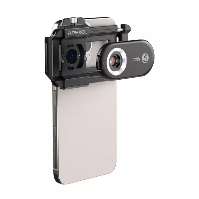 Apexel 200x Smartphone-Mikroskopobjektiv mit LED- und UV-Licht