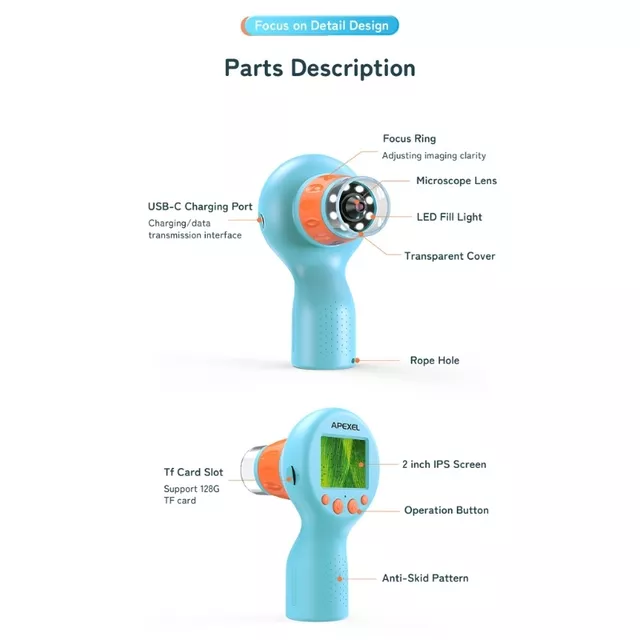 Apexel Digitales Mikroskop für Kinder