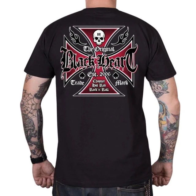 T-shirt BLACK HEART Herz Kreuz - schwarz - schwarz