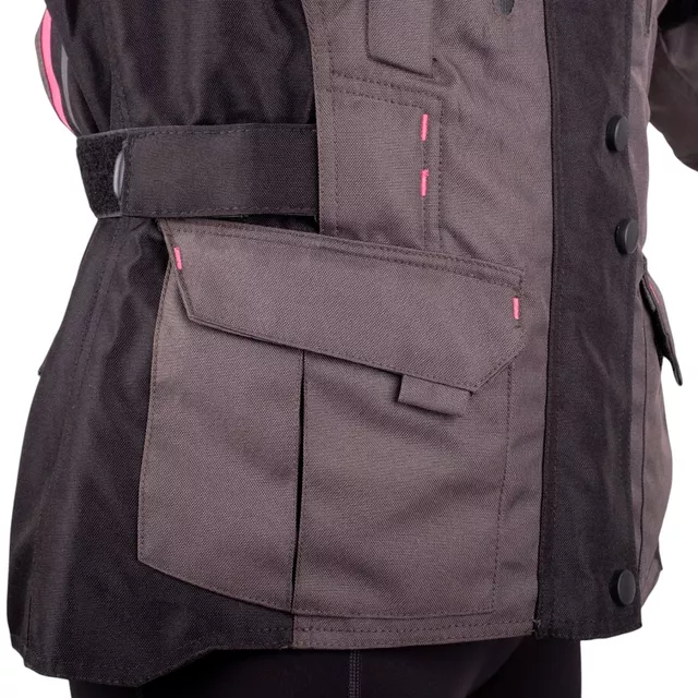 W-TEC Barbata Damen-Motorradjacke - černo-šedo-růžová