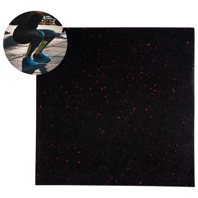 Hantelmatte inSPORTline Proteko II 50x50x3 cm - schwarz-grau - schwarz-rot