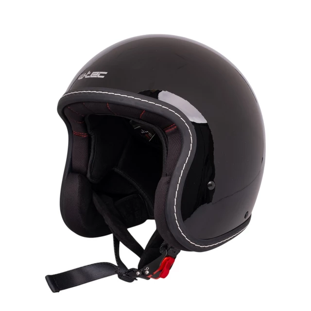 W-TEC Badachos Chopper Helm mit Atavist Schutzbrille - schwarz glänzend