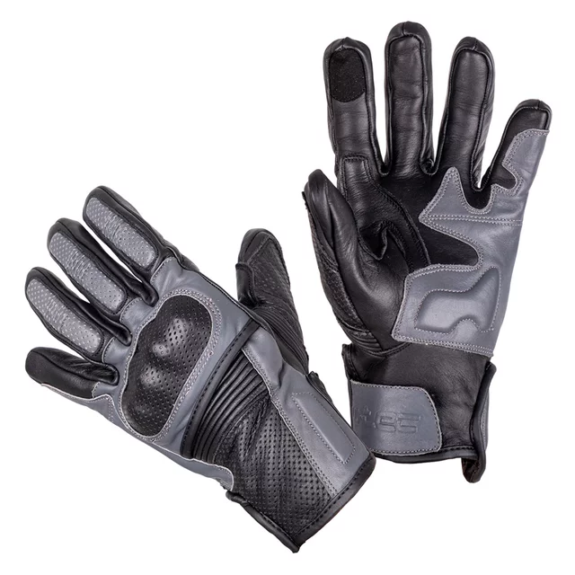 W-TEC Boldron Motorradhandschuhe aus Leder - schwarz-grau - schwarz-grau