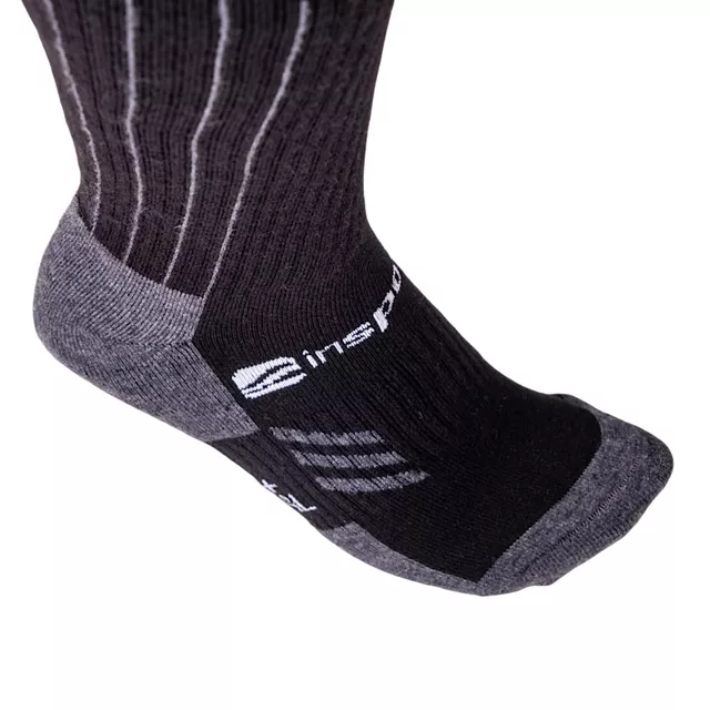 Merino-Socken inSPORTline Meritic Ski AG+ antibakteriell - schwarz-grau