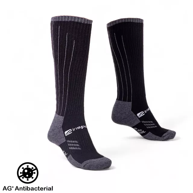 Merino-Socken inSPORTline Meritic Ski AG+ antibakteriell - schwarz-grau - schwarz-grau