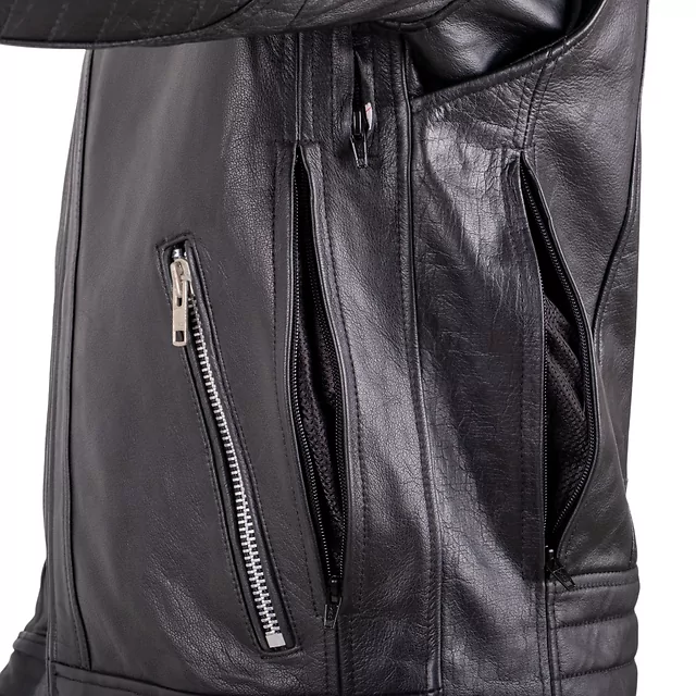 W-TEC Murayo Leder-Motorradjacke - schwarz
