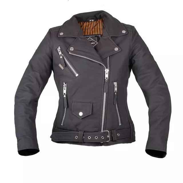 W-TEC Brinea Damen Motorrad Lederjacke - mattschwarz - mattschwarz