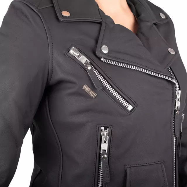 W-TEC Brinea Damen Motorrad Lederjacke - mattschwarz