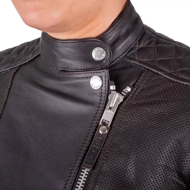 W-TEC Mantura Damen Lederjacke - dunkelbraun
