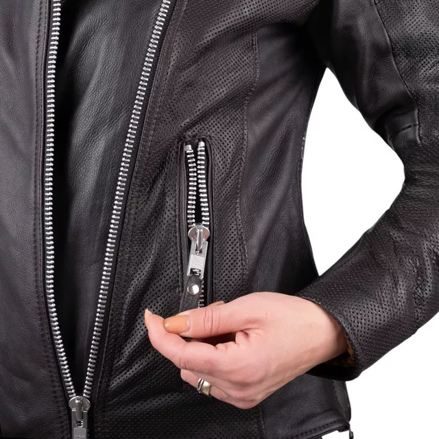 W-TEC Mantura Damen Lederjacke - dunkelbraun