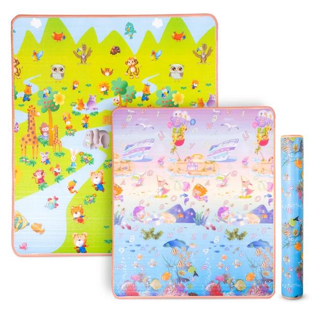 Rollende Kindermatte inSPORTline Lhotino 150x180x1,5 cm - Pláž/Farma - Řeka/Oceán