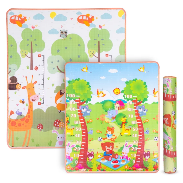 Rollende Kindermatte inSPORTline Lhotino 150x180x1,5 cm - Pláž/Farma - Žirafa/Strom