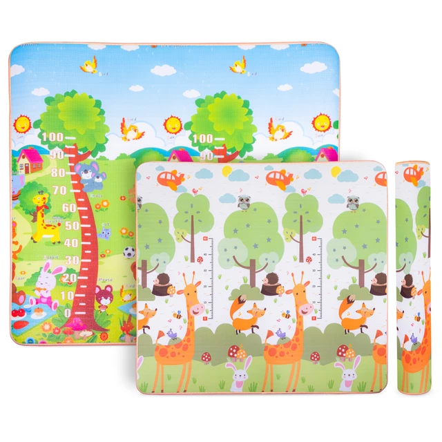 Rollende Kindermatte inSPORTline Lhotino 200x180x1,5 cm - Pláž/Farma - Žirafa/Strom