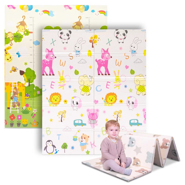 Faltbare Kindermatte inSPORTline Michlino 180x160x1,2 cm - Zvířátka abc/Zvířatka louka - Zvířátka abc/Zvířatka louka