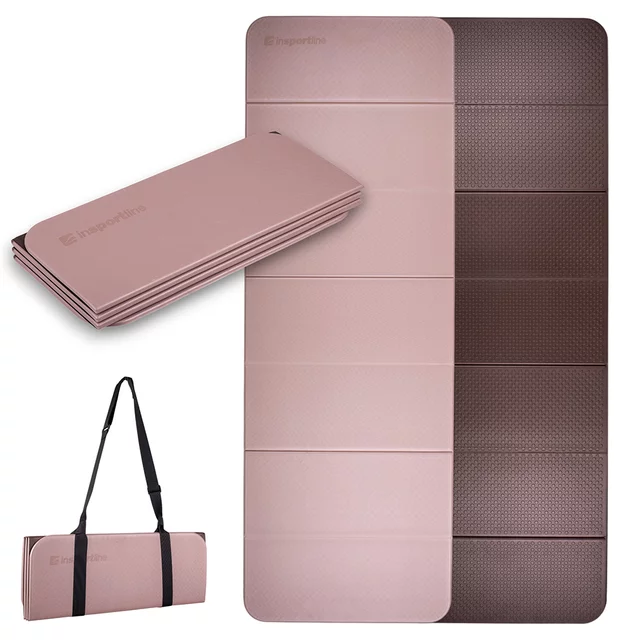 Skládací podložka na cvičení inSPORTline Misette 180x61x0,8 cm - matcha zeleno-černá - bamboo beige-hnědá