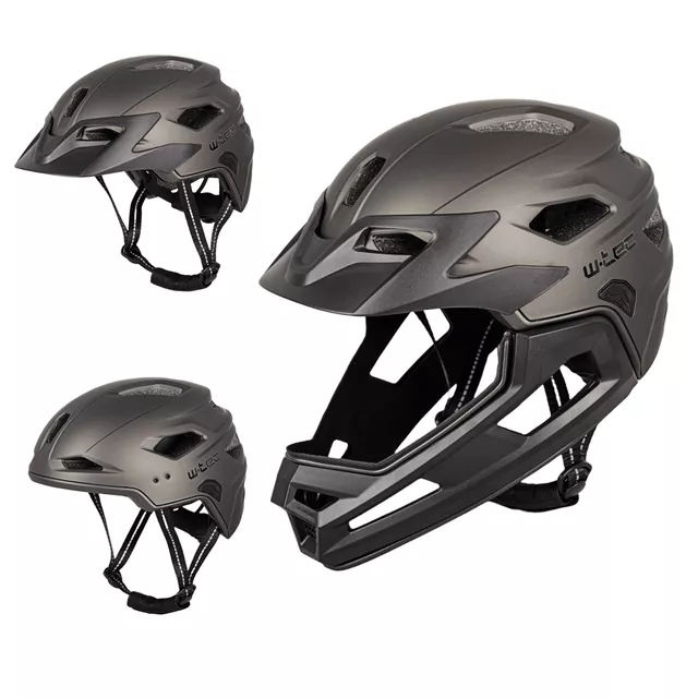 Junior Downhill Helm W-TEC Estreito - Matt Metal - Magic Matt Black