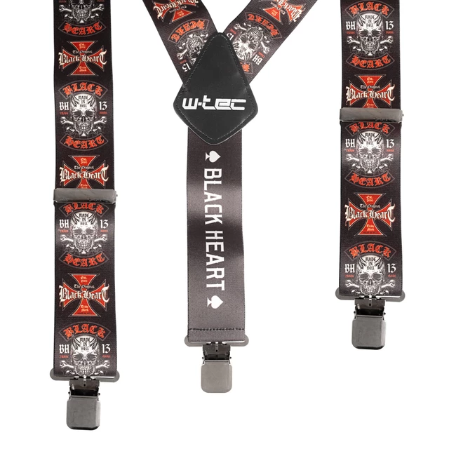 W-TEC Black Heart Suspenders Hosenträger - Cross Skull