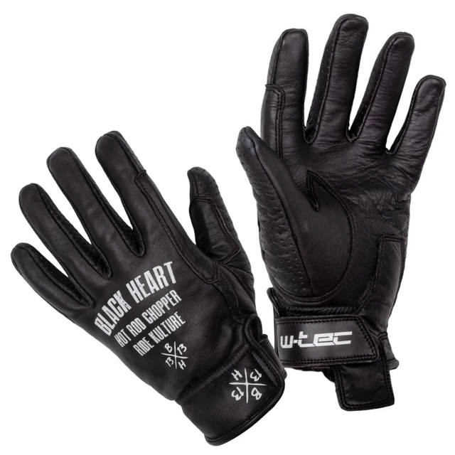 W-TEC Black Heart Darios Sommer-Motorradhandschuhe aus Leder - schwarz - schwarz