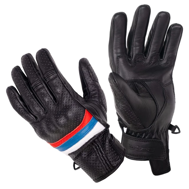 W-TEC Laudero Sommer-Motorradhandschuhe aus Leder - schwarz - schwarz