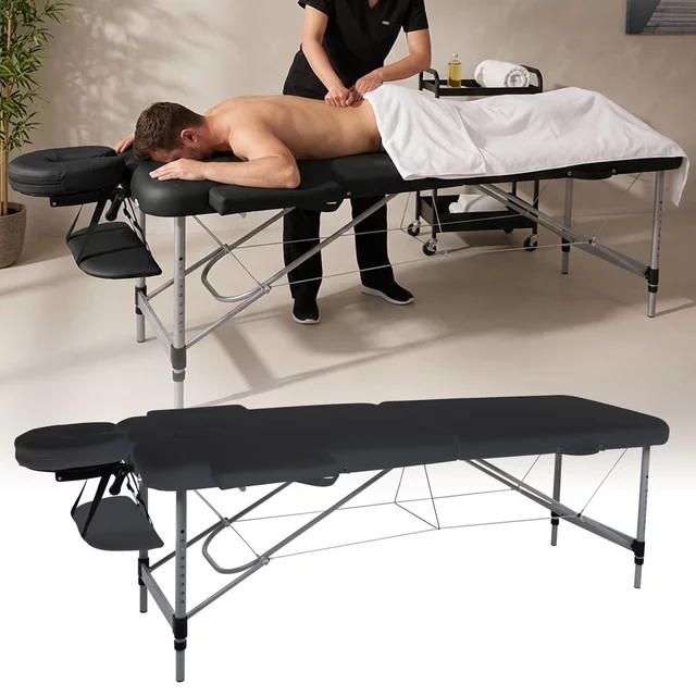 Massageliege inSPORTline Morrani 186x60x62,5-85,5 cm 2-teilig Aluminium - cremefarbe - schwarz