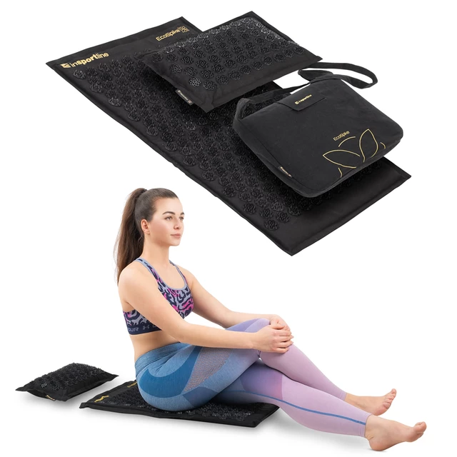 Akupressurmatte und Kissen inSPORTline EcoSpike - Schwarz - Gold - schwarz