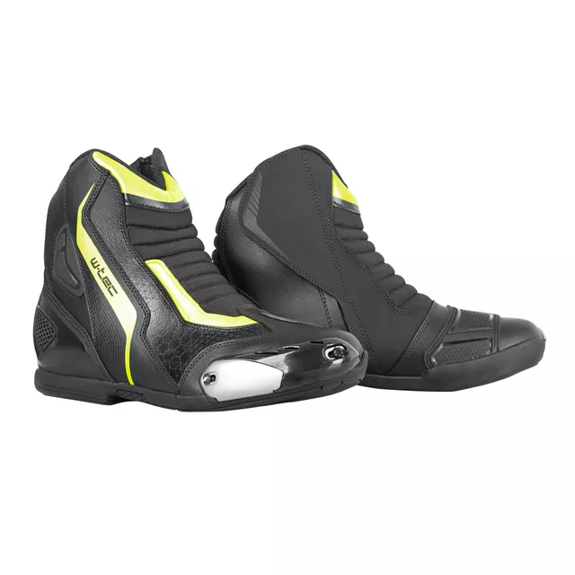 W-TEC GlamCE Motorradstiefel - schwarz-weiss-rot - schwarz-fluo gelb