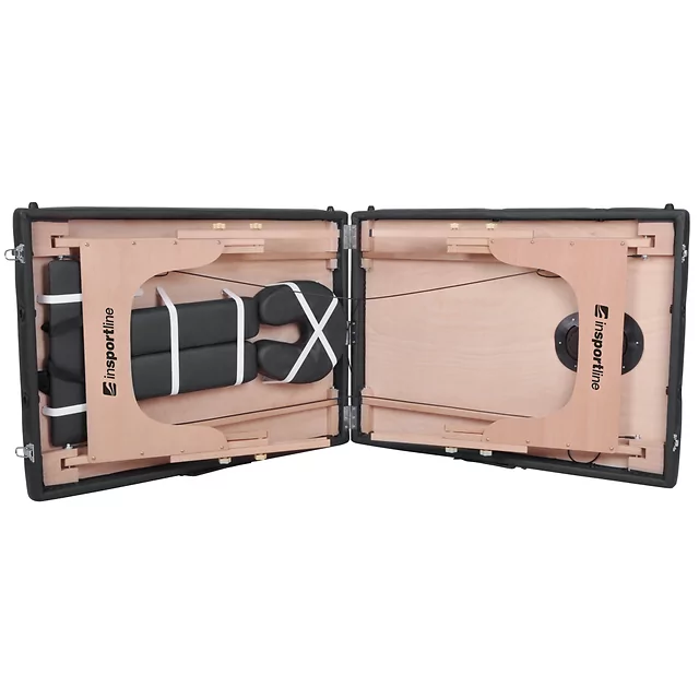 Massageliege inSPORTline Orashi 186x60x62,5-85,5 cm 2-teilig aus Holz - cremefarbe