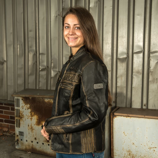 W-TEC Kusniqua Leder Motorradjacke - vintage schwarz