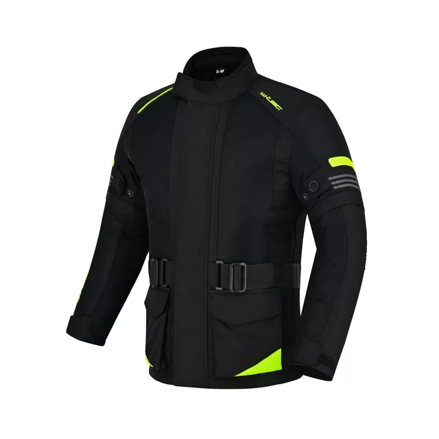 W-TEC Pinapoco Kinder Wachsende Moto Jacke - schwarz-fluo