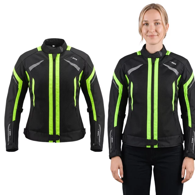 Damen Sommer Textil-Motojacke BOS Aylin - silber-grau - neon